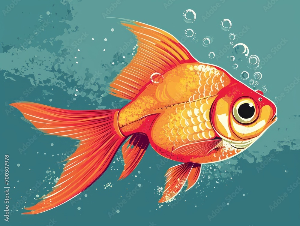 Goldfish in the water. illustration of a goldfish. Generative AI
