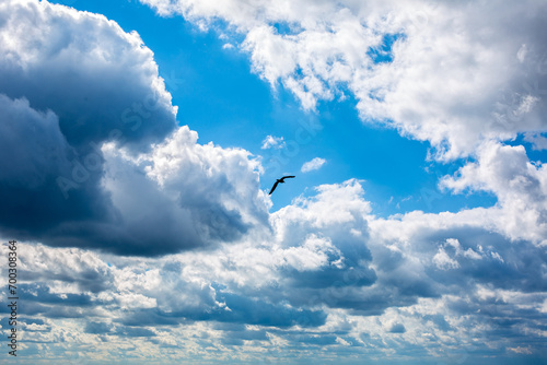 Beautiful blue sky with big clouds