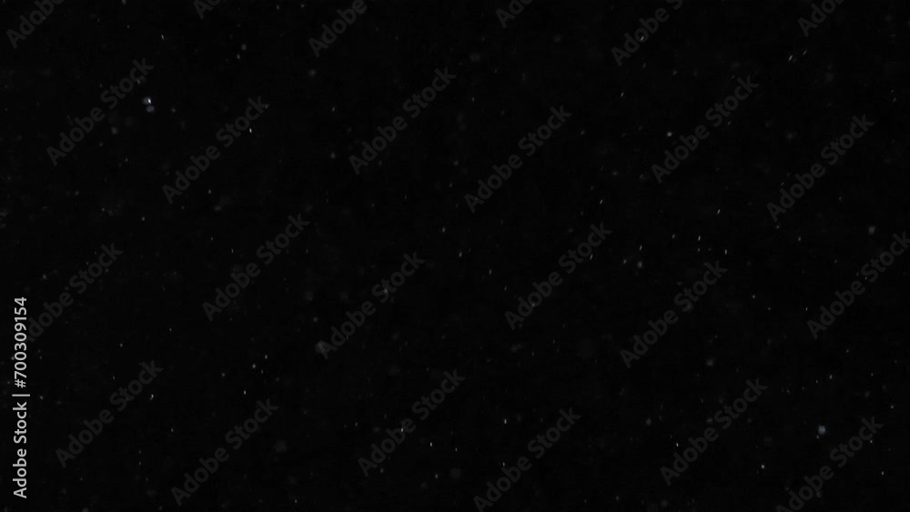 Realistic snowfall overlay, black background - winter, slowly falling snow effect. Snowfall overlay on black background .