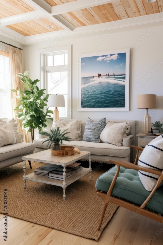 Fototapeta premium Interior of a modern and simple living room Suitable for catalog covers in magazines or advertisements