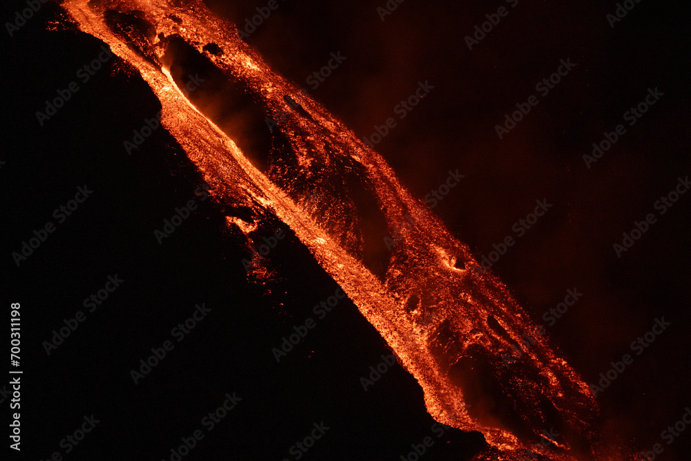 Eruptive vent with lava emis at the top of the Etna volcano