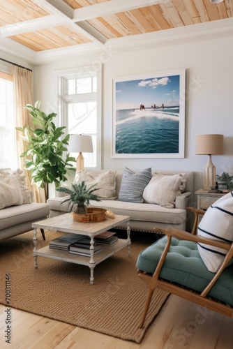 Interior of a modern and simple living room Suitable for catalog covers in magazines or advertisements