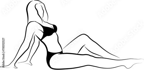 Sexy woman in bikini lying down