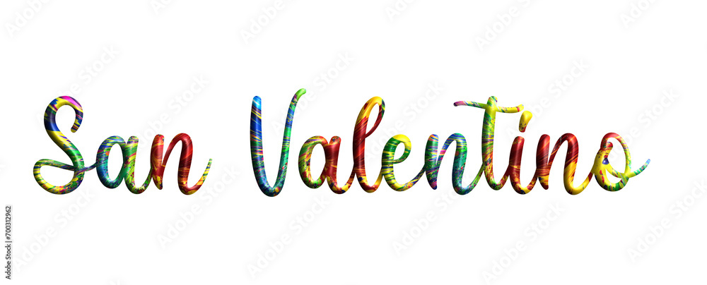 San Valentino, Valentine's Day, three-dimensional writing, multicolor color, painting, written in Italian, holiday vector graphics, suitable for greeting card, message, banner, icon San Valentino, Valentine's Day, three-dimensional writing, multicolor color, painting, written in Italian, holiday vector graphics, suitable for greeting card, message, banner, icon