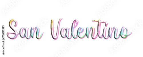 San Valentino, Valentine's Day, three-dimensional writing, multicolor color, written in Italian, holiday vector graphics, suitable for greeting card, message, banner, icon	 photo