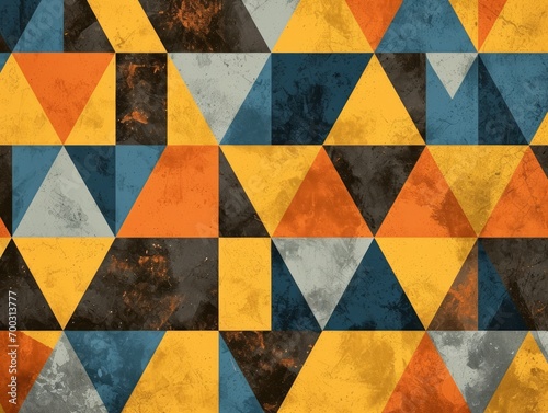 Seamless pattern with triangles in retro style. illustration. Generative AI