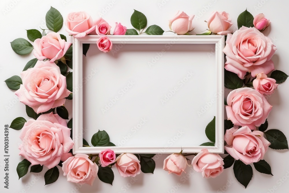 pink rose frame with copy space