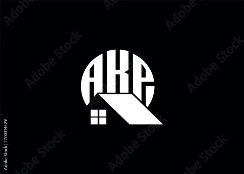 Real Estate Letter AKP Monogram Vector Logo.Home Or Building Shape AKP Logo