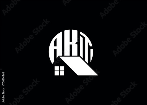 Real Estate Letter AKT Monogram Vector Logo.Home Or Building Shape AKT Logo
