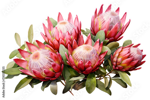 protea flower, hand-painted style, isolated background, transparent, protea cynaroides, national flower of south africa	 photo