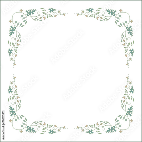 Wallpaper Mural Green botanical frame with tropical leaves in jungles decorative corners for greeting cards, banners, business cards, invitations, menus. Isolated vector illustration.	 Torontodigital.ca