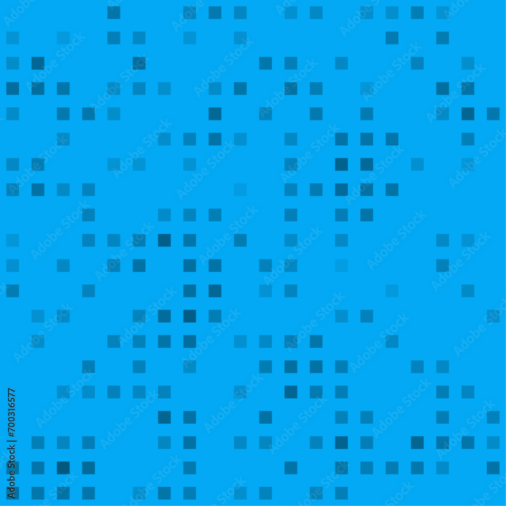 Abstract seamless geometric pattern. Mosaic background of black squares. Evenly spaced shapes of different color. Vector illustration on light blue background Abstract seamless geometric pattern. Mosaic background of black squares. Evenly spaced shapes of different color. Vector illustration on light blue background