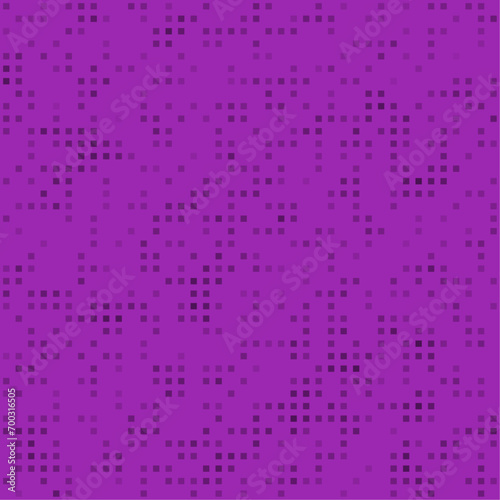 Abstract seamless geometric pattern. Mosaic background of black squares. Evenly spaced small shapes of different color. Vector illustration on purple background