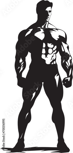 Monolithic Physique Full Body Black Vector Logo for Powerhouses Ebony Muscle Monogram Full Body Vector Logo for Fitness Icons