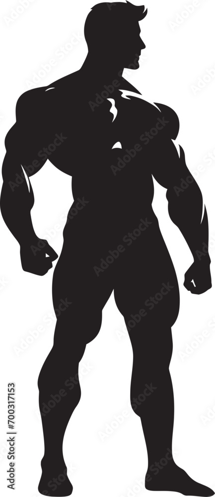 Inkwell Muscles Bodybuilders Iconic Emblem Carbon Bulk Full Body Black Vector Glyph