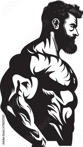 Chiseled Silhouette Full Body Black Vector for Bodybuilding Icons Obsidian Bulk Full Body Black Vector Logo for Muscle Warriors