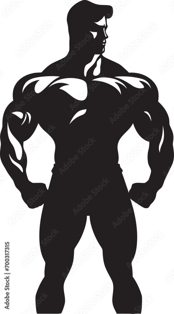 Fototapeta premium Graphite Glance Full Body Black Symbol Defined Dominance Bodybuilders Iconic Design