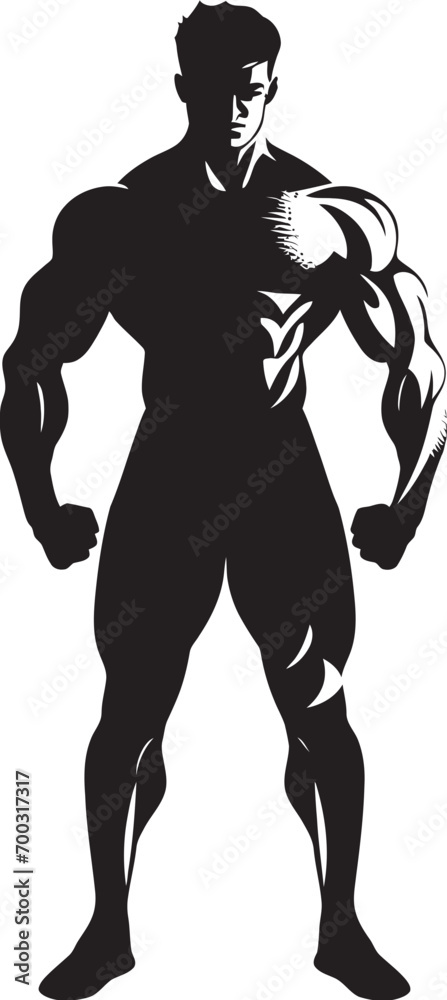 Inkwell Impression Full Body Black Symbol Championed Charcoal Bodybuilders Iconic Design