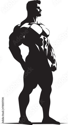 Graphite Glance Full Body Black Vector Glyph Defined Dominance Bodybuilders Iconic Vector Design