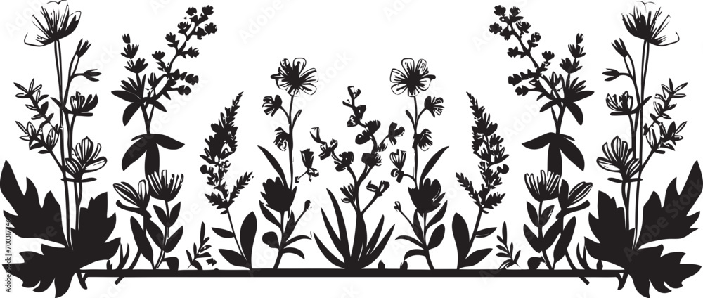 Midnight Floral Framework Floral Border Vector Icon Elegant Noir Bloom Boundary Black Floral Emblem