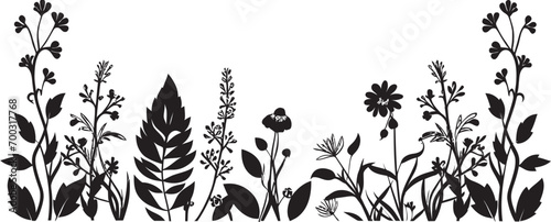 Midnight Floral Frame Black Vector Icon Design Ink Drenched Botanical Border Floral Vector Logo