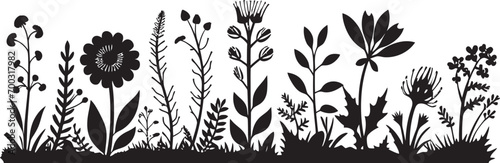 Ink Dipped Blooms Black Vector Floral Icon Design Monochrome Petal Perimeter Floral Border Vector Logo