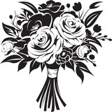 Petal Elegance Bridal Vector Symbol Radiant Posy Design Black Bouquet Emblem