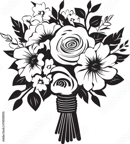 Finesse in Florals Bridal Bouquet Logo Design Graceful Petal Harmony Black Bridal Icon