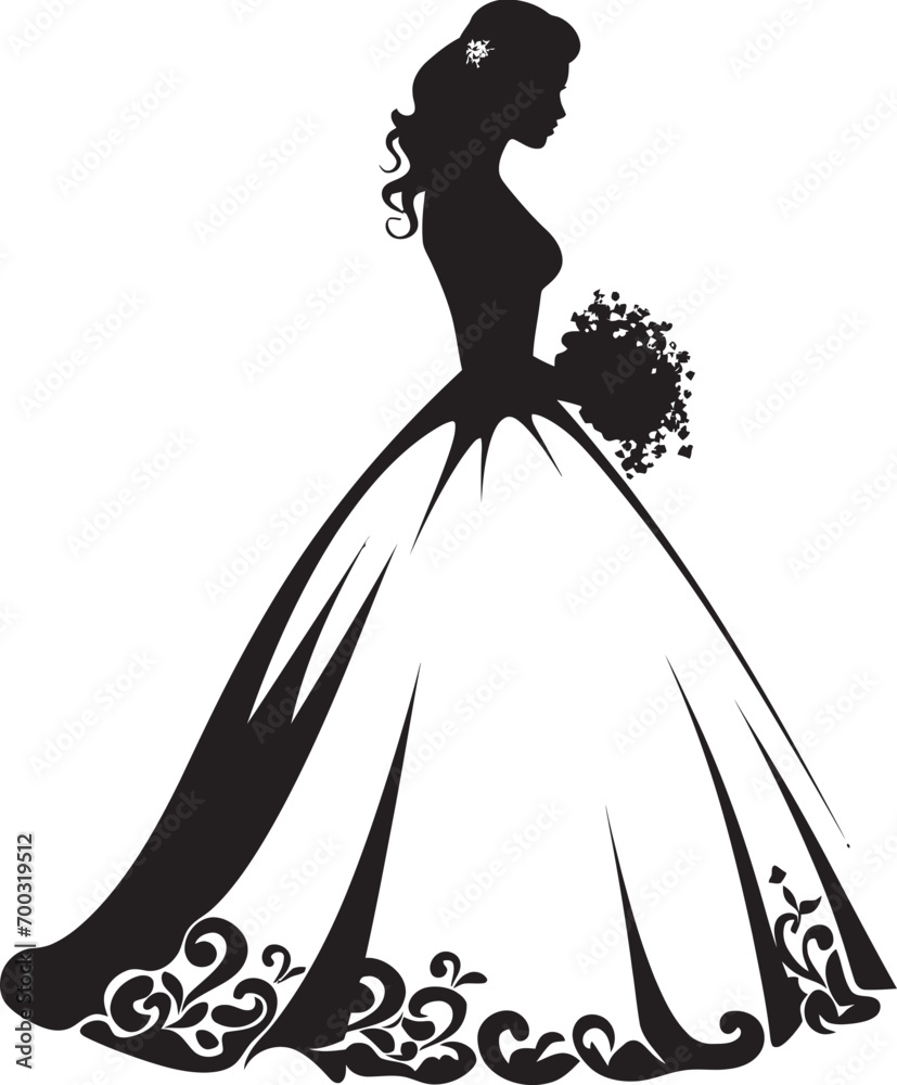 Fototapeta premium Ethereal Bride Black Vector Symbol Elegant Brides Charm Monochrome Icon