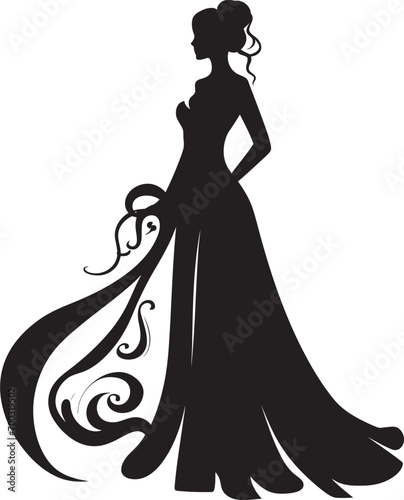 Timeless Grace Monochrome Vector Radiant Bride Black Vector