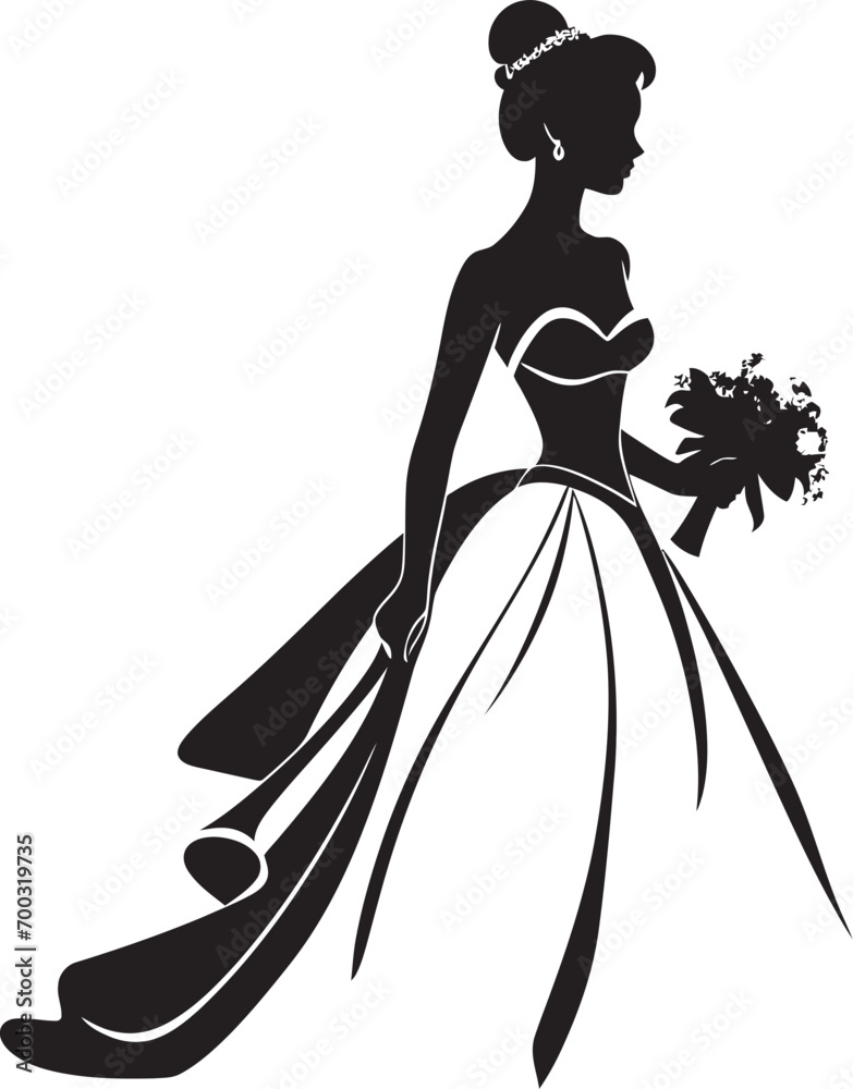 Graceful Bridal Serenity Bride Logo Wedded Elegance Monochrome Vector Icon