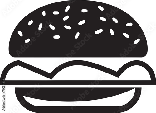 Classic Burger Essence Monochrome Icon Iconic Burger Design Black Vector Emblem