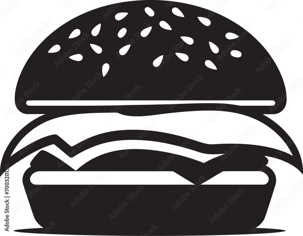 Chic Burger Delight Black Vector Icon Flavorful Essence Black Burger Chic Burger Delight Black Vector Icon Flavorful Essence Black Burger