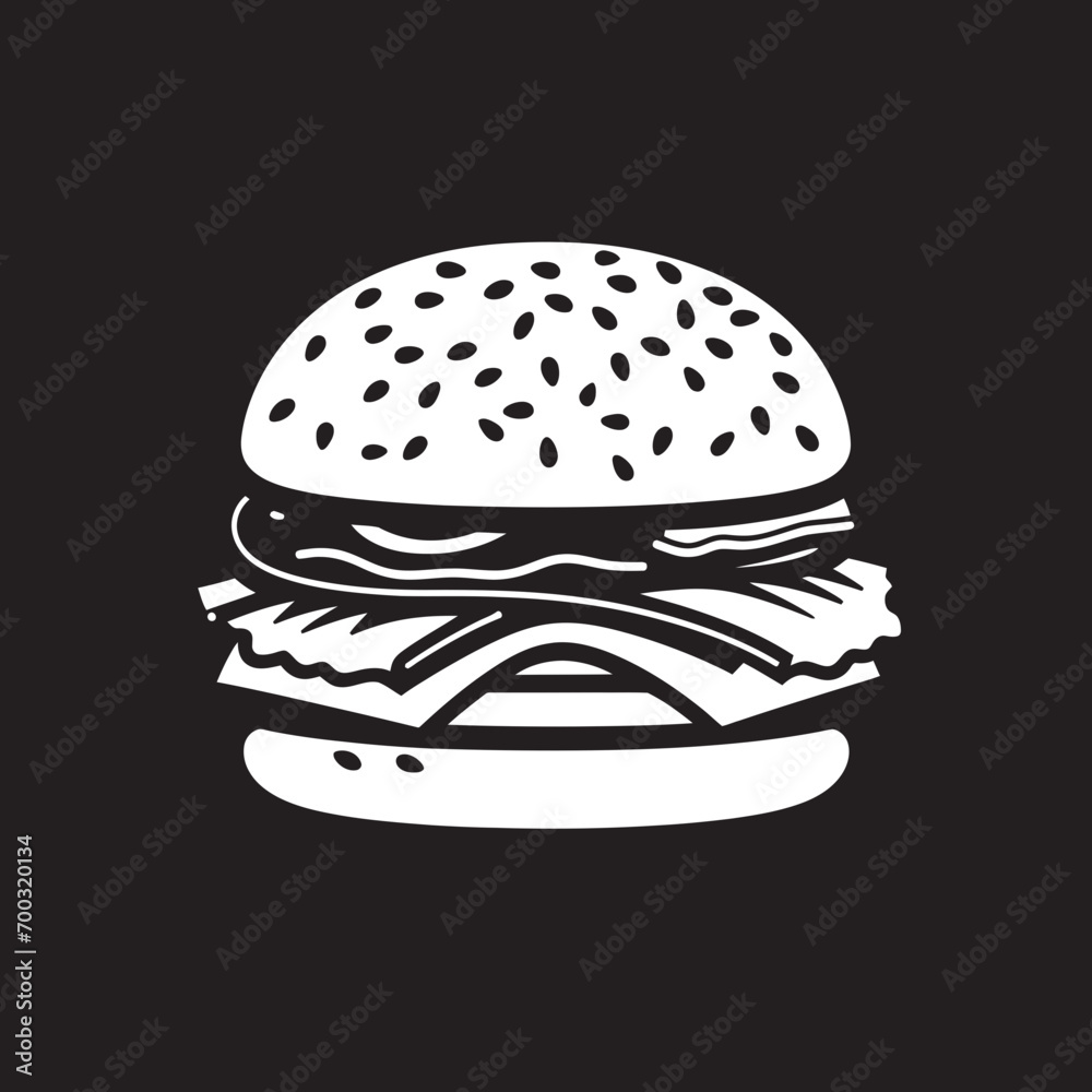 Yummy Bite Black Burger Icon Classic Burger Harmony Monochrome Design