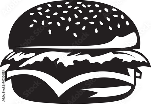 Chic Burger Elegance Black Icon Delightful Burger Black Vector Emblem