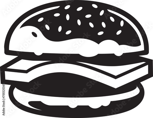 Iconic Burger Design Black Emblem Delicious Icon Burger Vector Icon