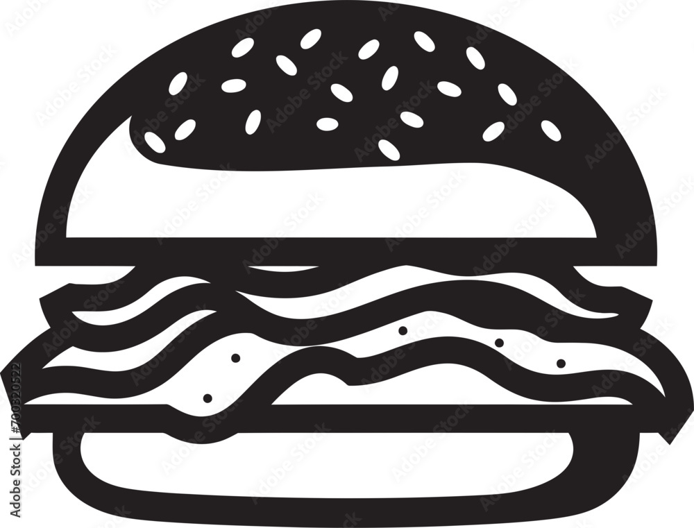 Tasty Mystery Vector Burger Icon Gourmet Savory Black Vector Emblem Tasty Mystery Vector Burger Icon Gourmet Savory Black Vector Emblem