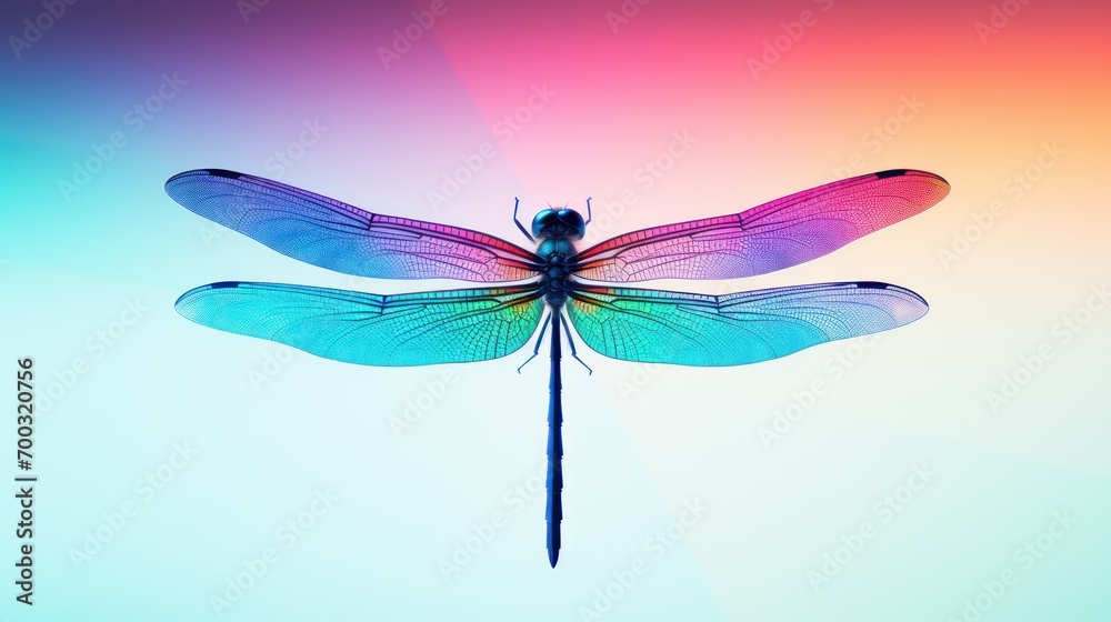 a dragon flys through the air in front of a multicolored background of blue, pink, and green. a dragon flys through the air in front of a multicolored background of blue, pink, and green.