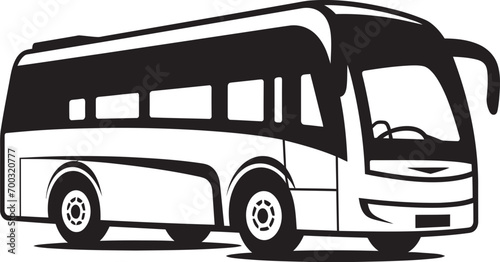Retro Bus Harmony Monochrome Icon Iconic Travel Black Vector Emblem