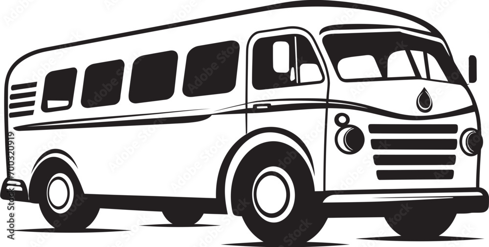 Timeless Travel Black Vector Symbol Retro Bus Radiance Monochrome Icon Timeless Travel Black Vector Symbol Retro Bus Radiance Monochrome Icon