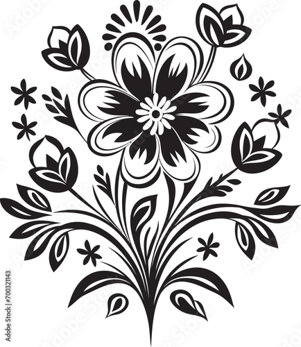 Playful Petals Doodle Vector Symbol Botanical Scribbles Monochrome Logo Design
