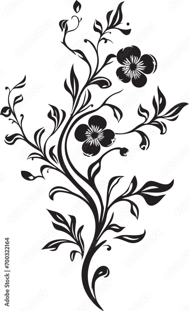 Floral Vine Artistry Monochrome Emblem Vineyard Elegance Black Wine Icon