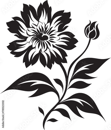 Minimalist Bloom Structure Monochrome Emblematic Design Robust Floral Boundary Black Design Symbol