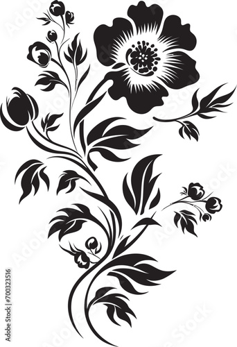 Bold Petal Framework Black Vector Icon Minimalist Bloom Structure Monochrome Emblematic Design