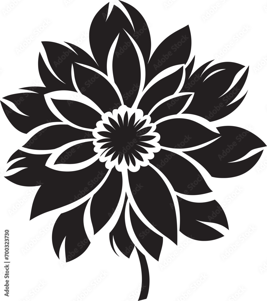 Fototapeta premium Stark Botanical Design Monochrome Emblem Floral Lining Icon Black Vector Symbol
