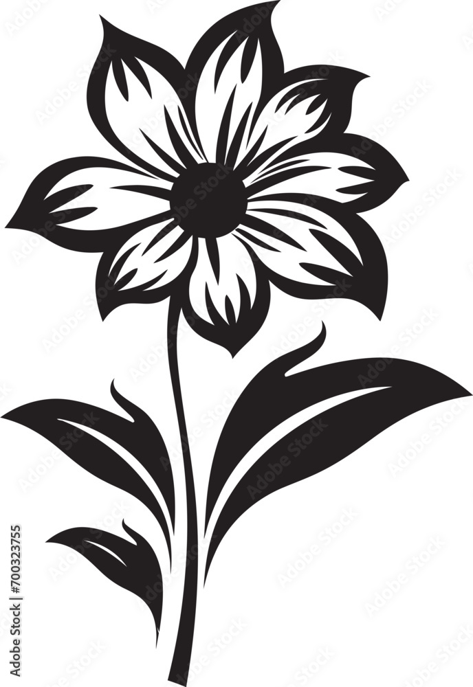 Botanical Outline Monochrome Symbolic Vector Thickened Flower Contour Black Iconic Frame Botanical Outline Monochrome Symbolic Vector Thickened Flower Contour Black Iconic Frame