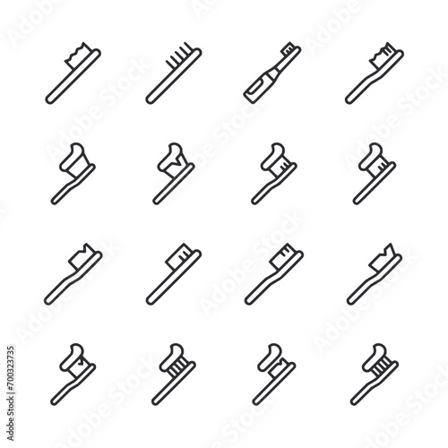 Set of toot brush icon for web app simple line design photo