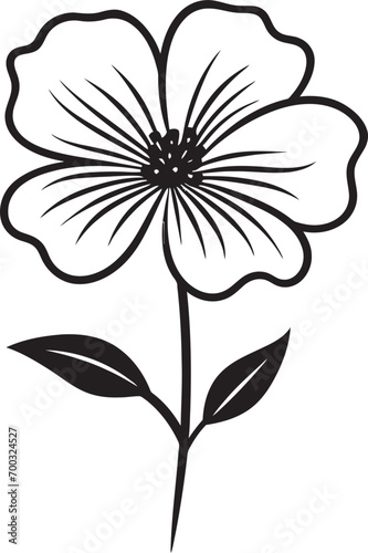Whimsical Petal Doodle Black Designated Icon Artistic Bloom Gesture Hand Drawn Monochrome Emblem