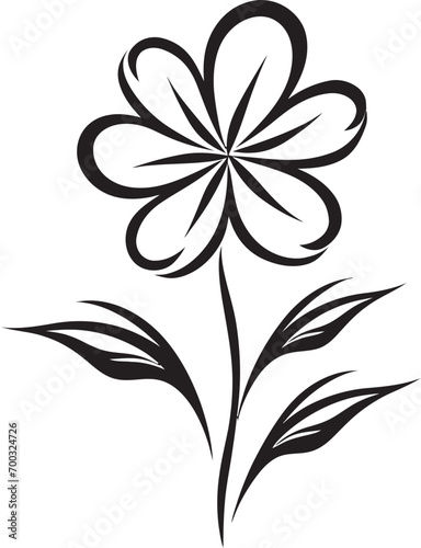 Whimsical Floral Design Hand Drawn Emblematic Icon Artisanal Bloom Sketch Black Hand Drawn Logo