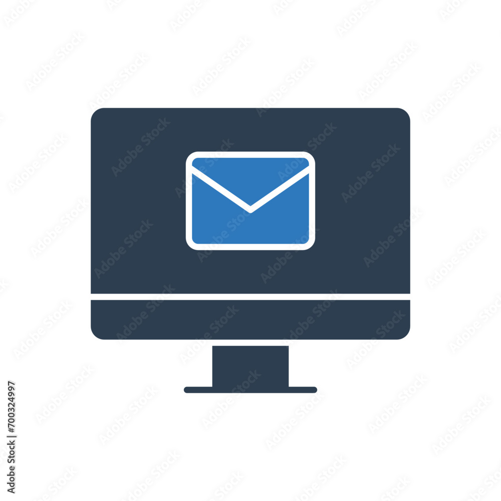 Email Message Icon with Computer Sign Symbol Email Message Icon with Computer Sign Symbol